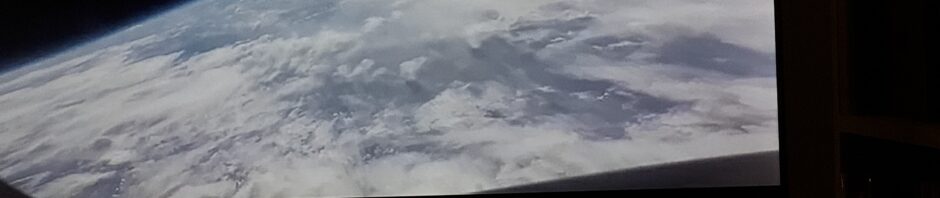 A view of earth from the returning Artemis II, as watched on my TV while watching it live.